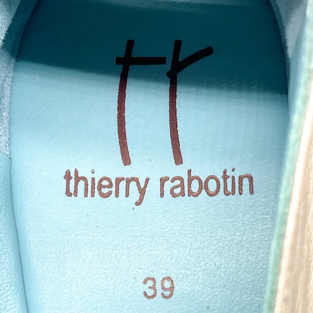Thierry Rabotin Womens 39 9 Ballerina Bow Square Toe Metallic Champagne Wedge